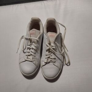 Adidas Women's White and Soft Pink Sneakers